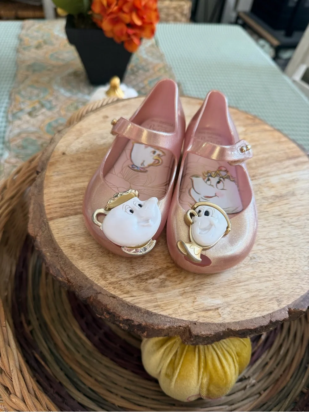 Mini Melissa Toddler Girl's Beauty & Beast Rose Gold Maryjane Shoes Size 7  Mini